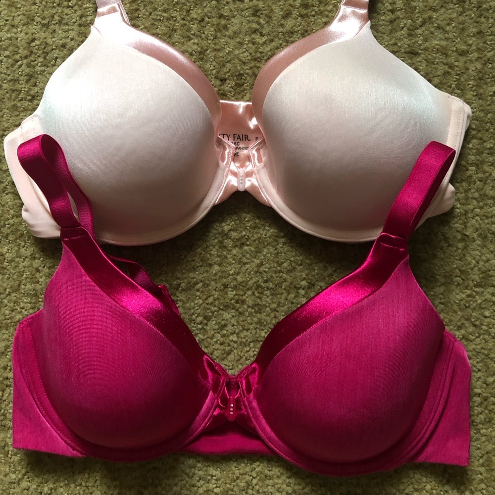 Vanity Fair Pale Pink and Fuchsia Molded T-Shirt Bras